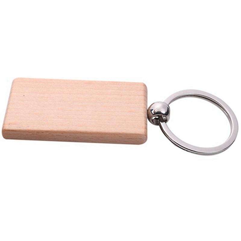 80pcs Blank Rectangle Wooden Key Chain Diy Wood Keychains Key Tags