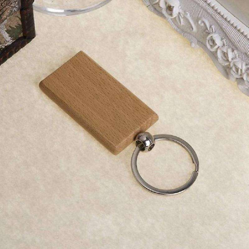 80pcs Blank Rectangle Wooden Key Chain Diy Wood Keychains Key Tags