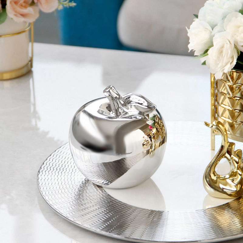 Ceramic Apple Figurines Ornaments Props Home Decoration-golden