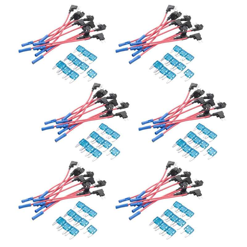 60 Pack - 12v Car Add-a-circuit Fuse Tap Adapter Blade Fuse Holder