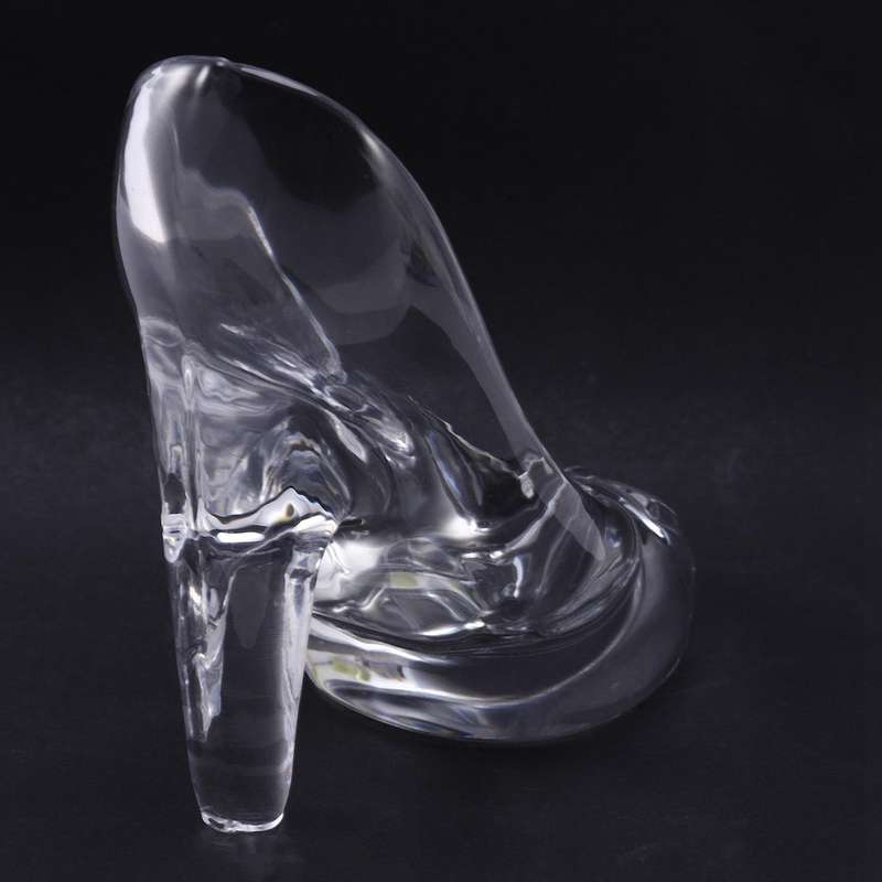 2x Crystal Shoes Glass Home Decor Cinderella High-heeled Shoes