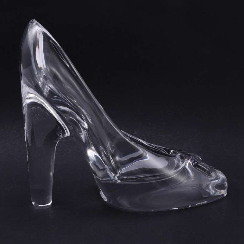 2x Crystal Shoes Glass Home Decor Cinderella High-heeled Shoes