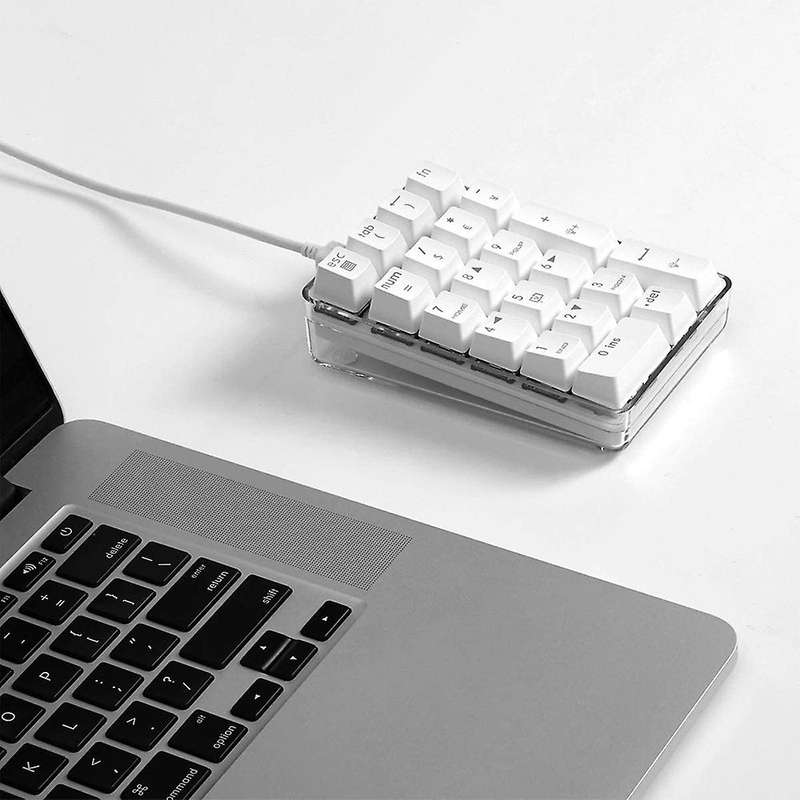 Mechanical Numeric Keypad Wired Gaming Keypad White Backlit 21 Keys
