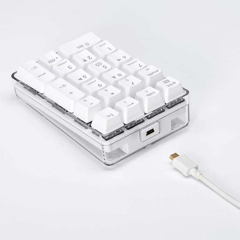 Mechanical Numeric Keypad Wired Gaming Keypad White Backlit 21 Keys