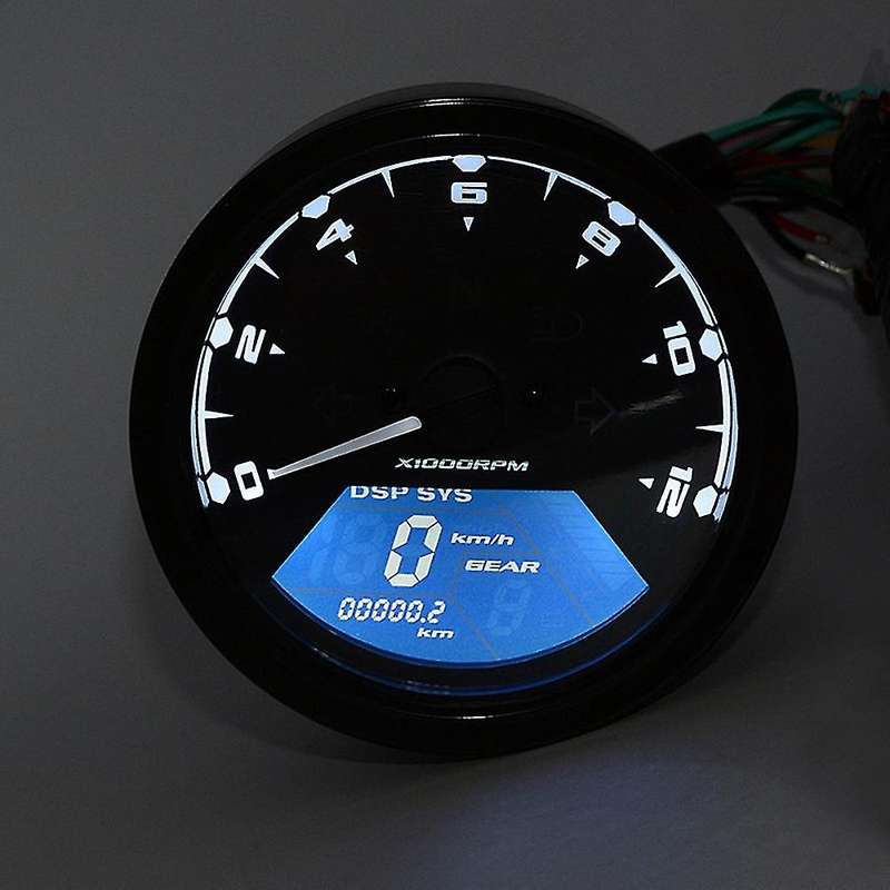 Motorcycle Lcd Digital 0-12000rpm Speedometer Odometer Gauge