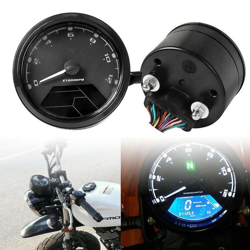 Motorcycle Lcd Digital 0-12000rpm Speedometer Odometer Gauge