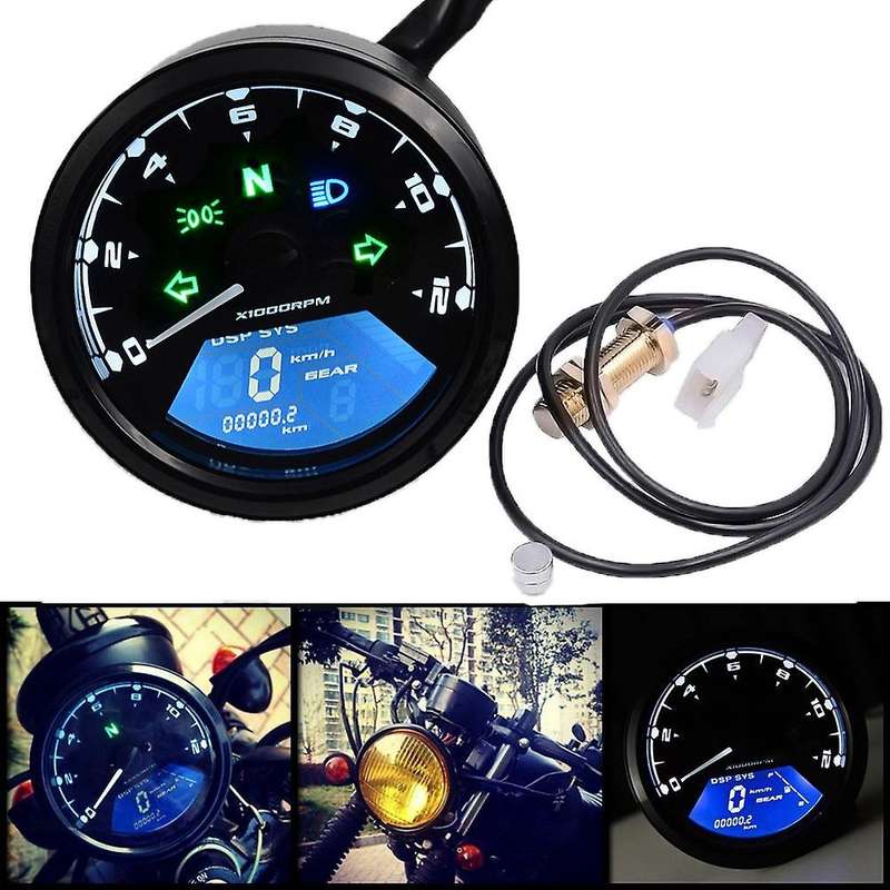 Motorcycle Lcd Digital 0-12000rpm Speedometer Odometer Gauge