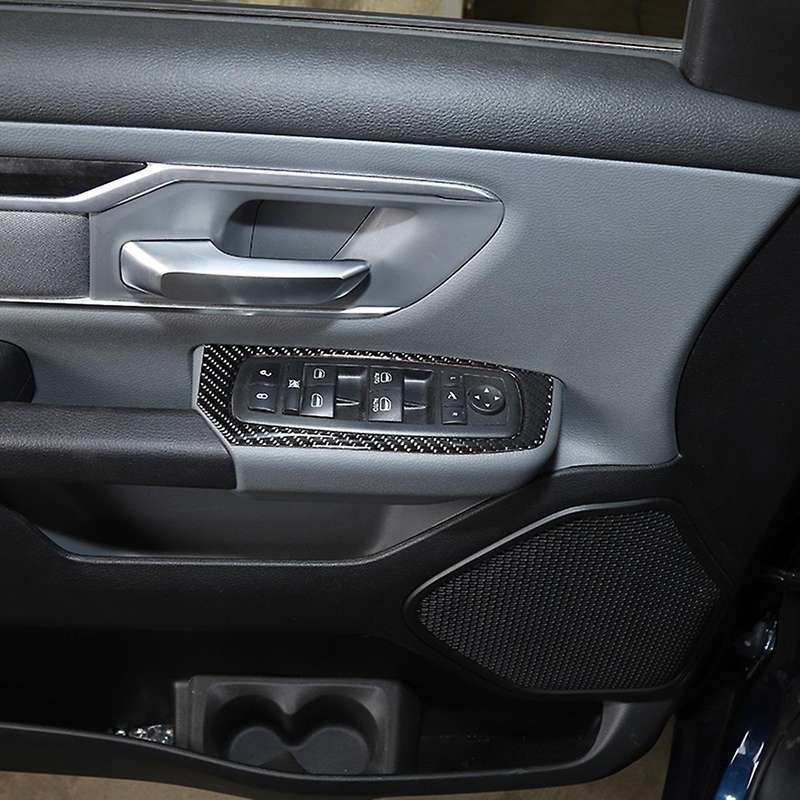 Window Lift Switch Button Panel Cover for Ram 18-22, Carbon Fiber