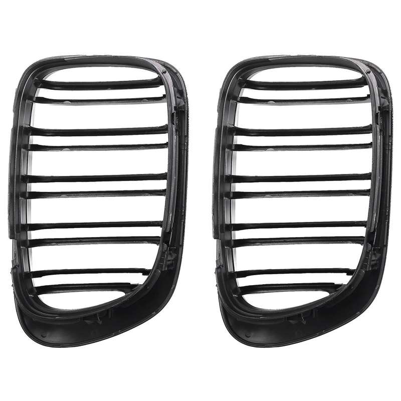 A Pair Glossy Black Double Rims Grille for Bmw E46 2 Doors 98-02 Year