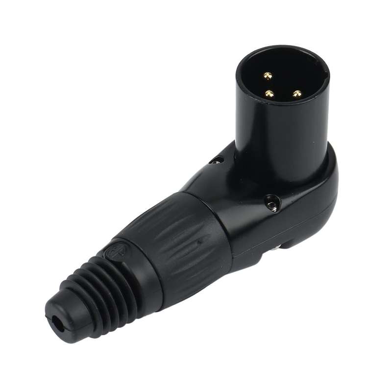 10pcs 3 Pins Xlr Connector Head 90 Degree Right Angle, Black