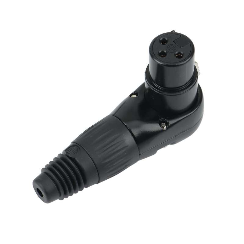 10pcs 3 Pins Xlr Connector Head 90 Degree Right Angle, Black