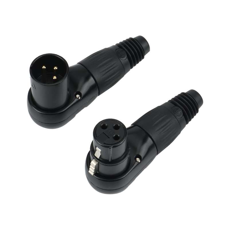 10pcs 3 Pins Xlr Connector Head 90 Degree Right Angle, Black
