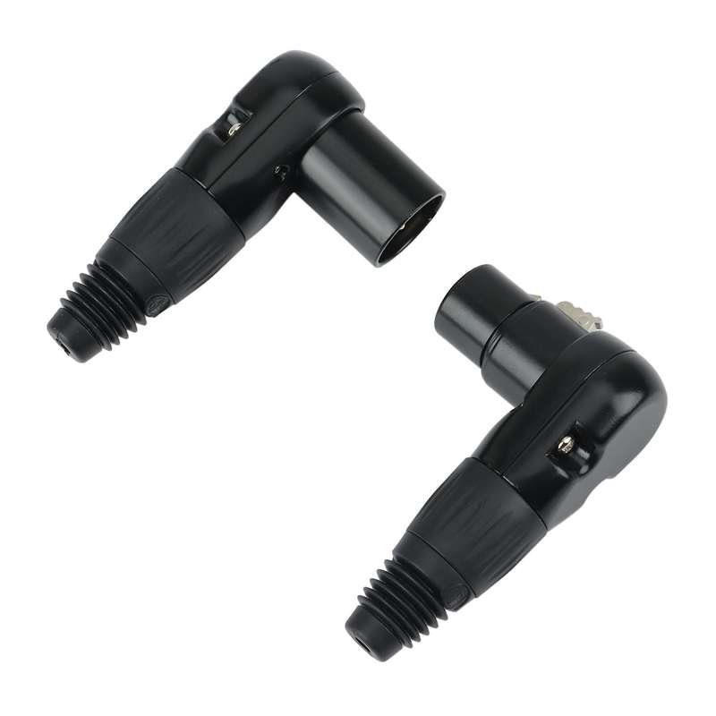 10pcs 3 Pins Xlr Connector Head 90 Degree Right Angle, Black