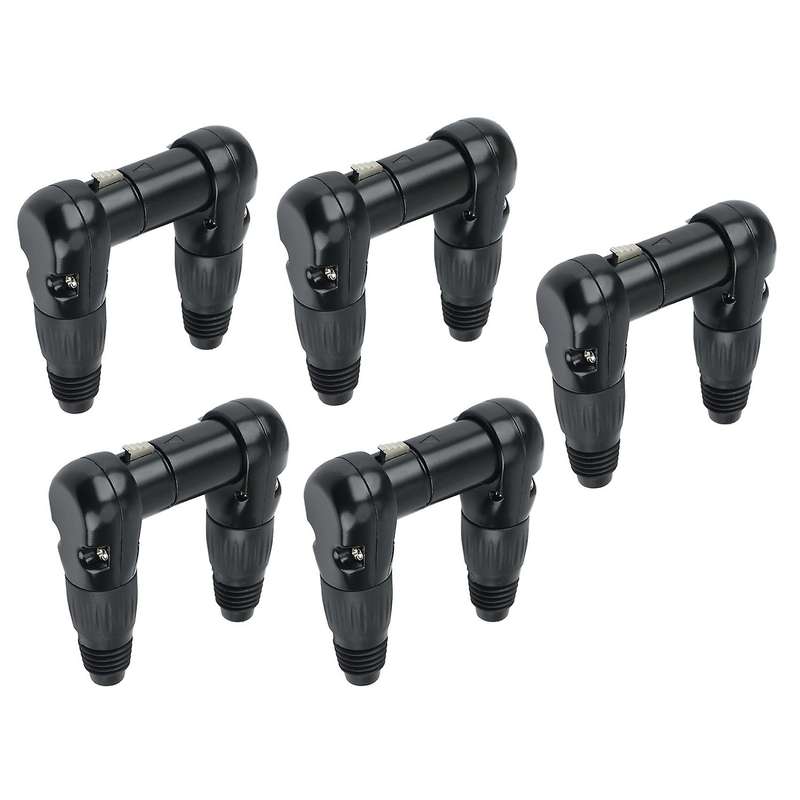 10pcs 3 Pins Xlr Connector Head 90 Degree Right Angle, Black