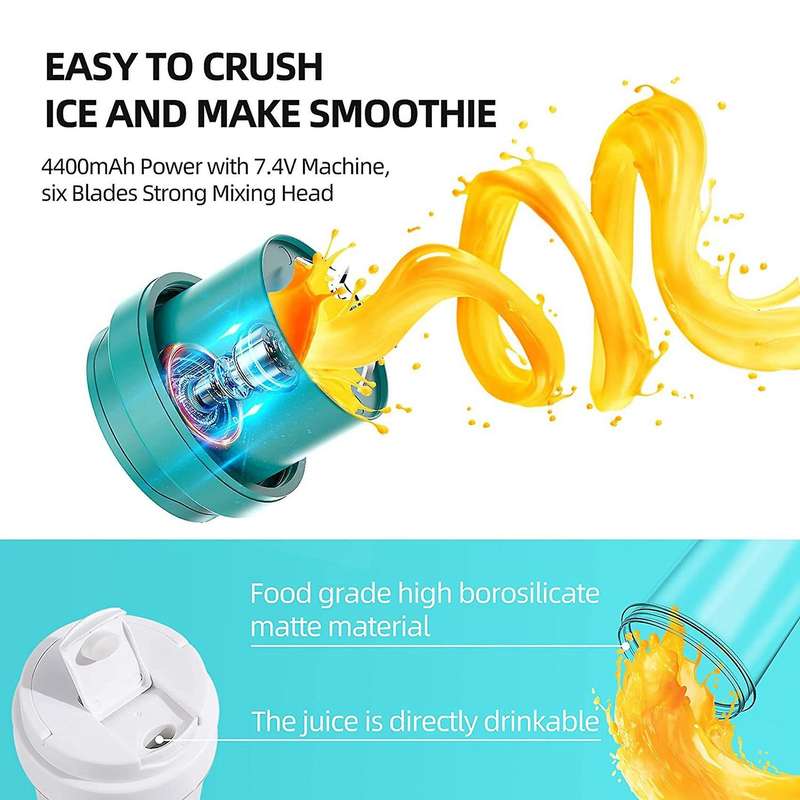 Portable Blender for Shakes and Smoothies,usb Rechargeable, Green