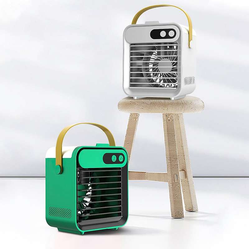 Portable Fan Mini Air Conditioner Purifier Humidifier Desktop (green)