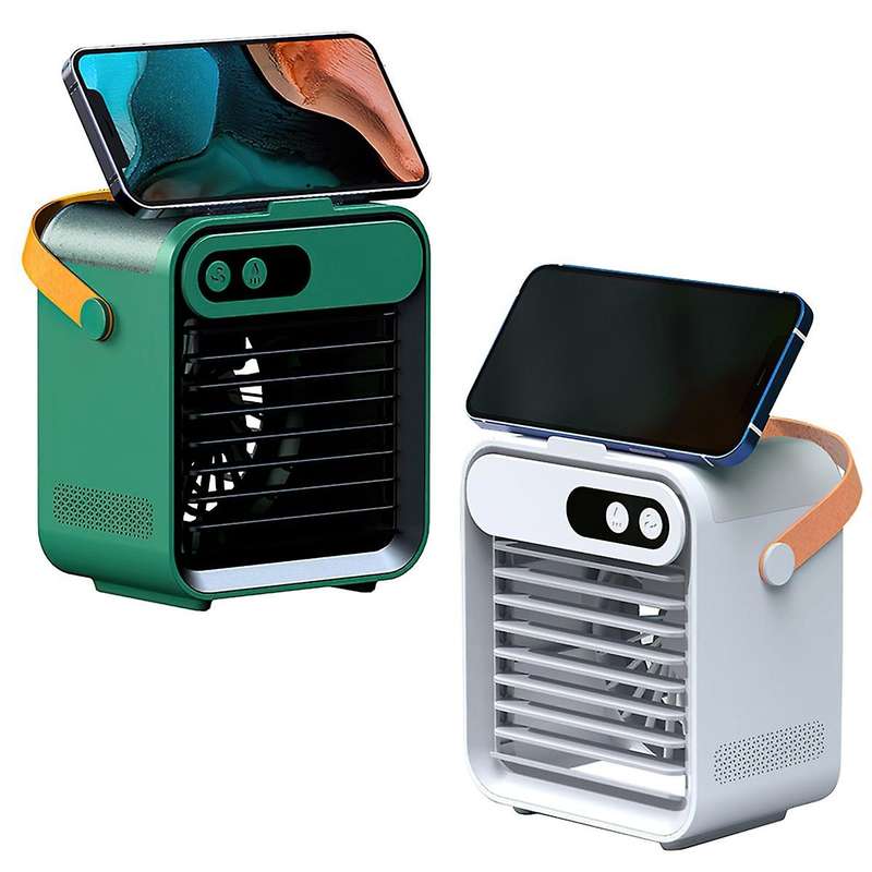 Portable Fan Mini Air Conditioner Purifier Humidifier Desktop (green)