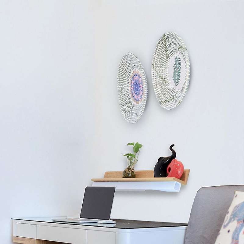 2 Pcs Woven Handmade Hanging Wall Basket, for Living Room, Bedroom