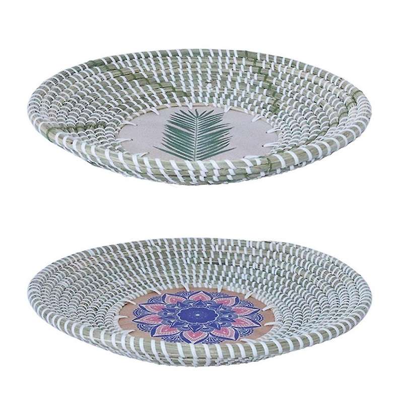 2 Pcs Woven Handmade Hanging Wall Basket, for Living Room, Bedroom