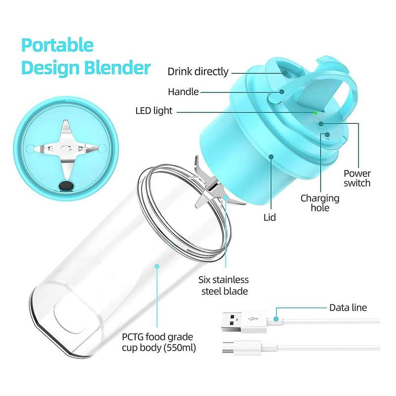Portable Blender for Shakes and Smoothies,usb Rechargeable, White