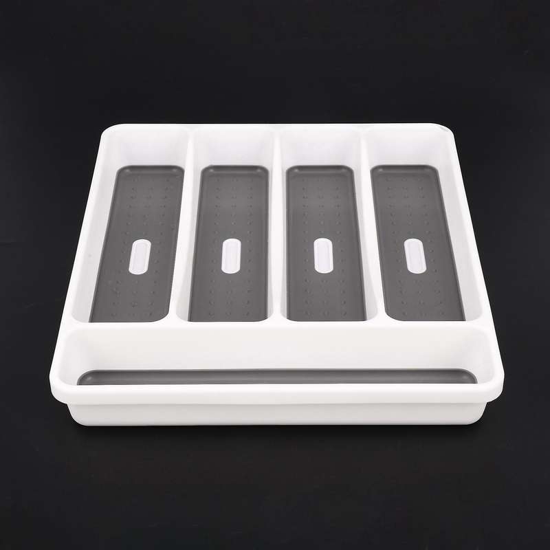 2x Large Gray Container 5 Compartments Storage Box for Tableware