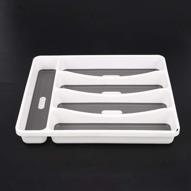 2x Large Gray Container 5 Compartments Storage Box for Tableware