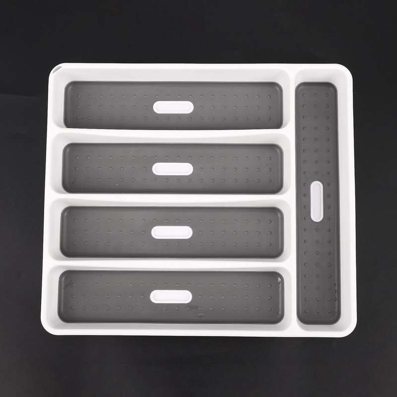 2x Large Gray Container 5 Compartments Storage Box for Tableware