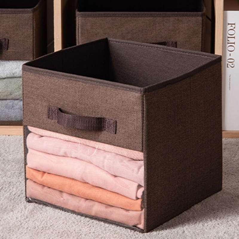 3 Packs Clear Window Fabric Storage Bin for Closet Shelves Home B