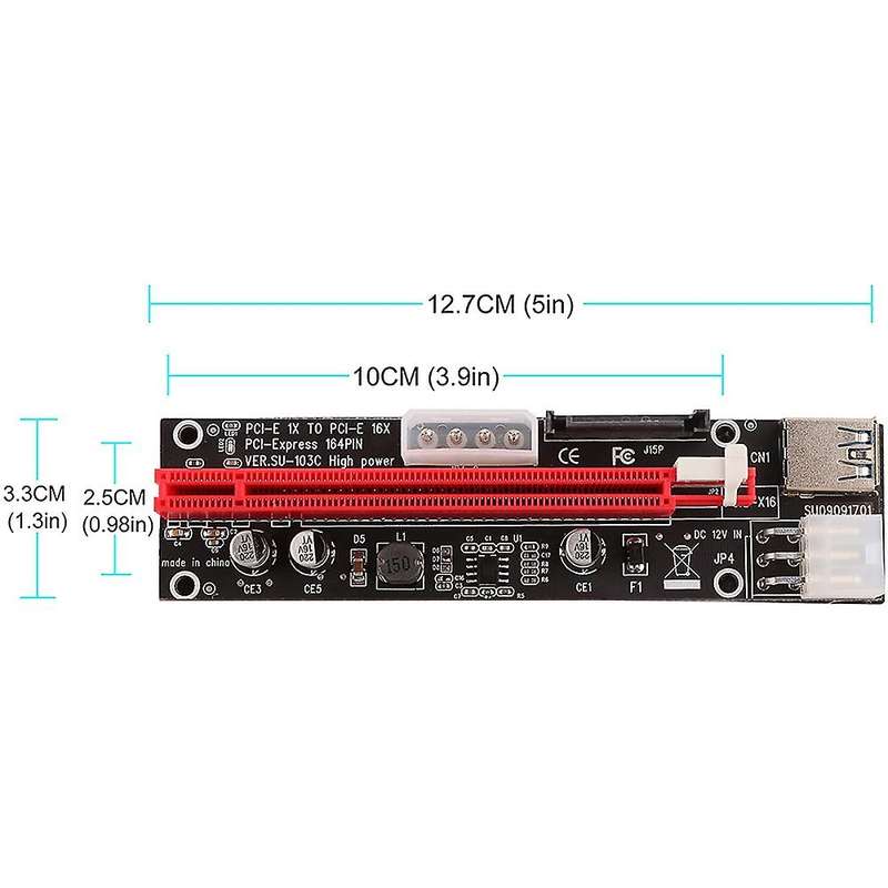6pcs Ver103c Power Pci-e Riser Card 1x to 16x 60cm Extension Cable