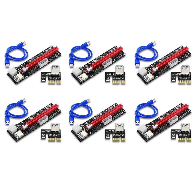 6pcs Ver103c Power Pci-e Riser Card 1x to 16x 60cm Extension Cable