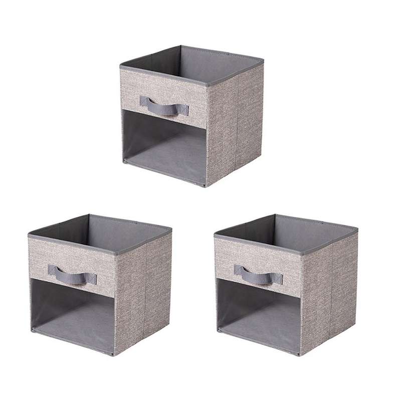 3 Packs Clear Window Fabric Storage Bin for Closet Shelves Home A