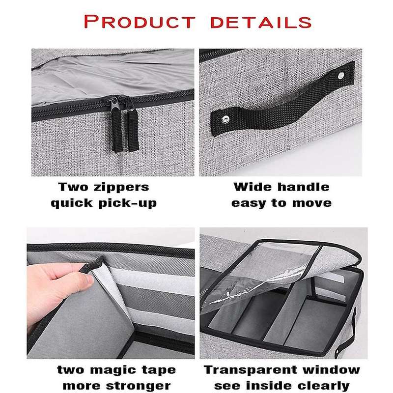 2 Packs Under Bed Clothes Shoes Storage Bins with Lids-dark Gray
