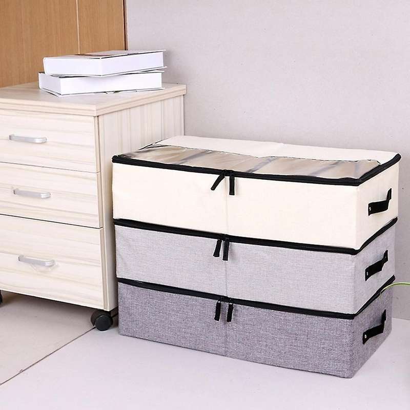 2 Packs Under Bed Clothes Shoes Storage Bins with Lids-dark Gray