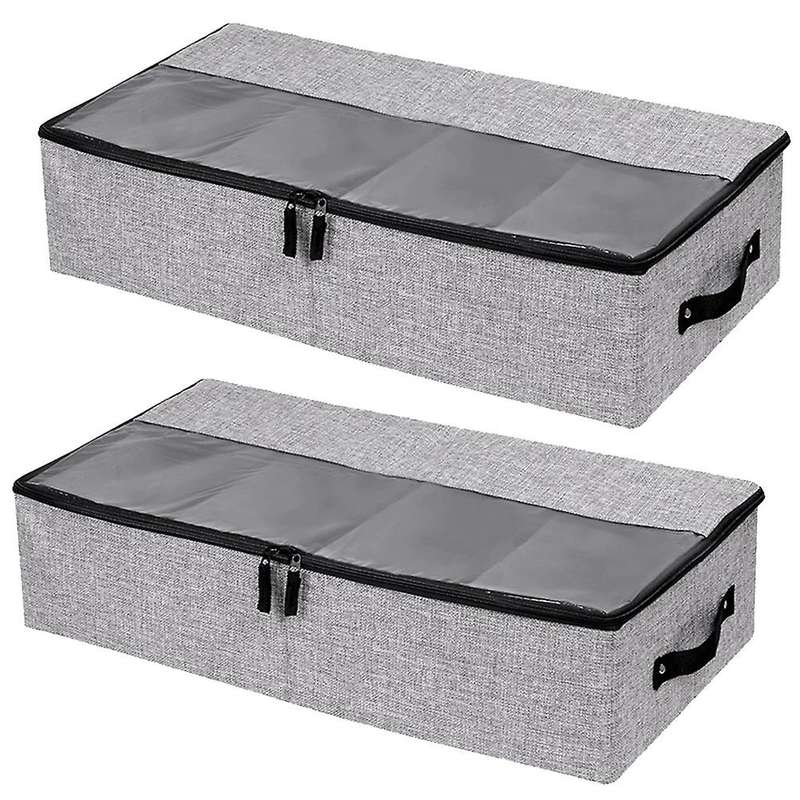 2 Packs Under Bed Clothes Shoes Storage Bins with Lids-dark Gray