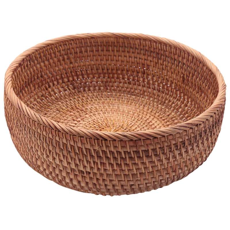 Handwoven Round Rattan Fruit Basket Wicker Tray Weaving(3-size Kit)