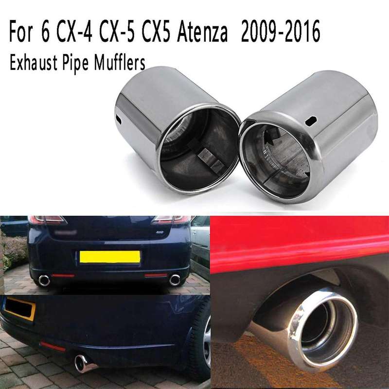 2pcs Car Exhaust Pipe Stainless Steel Muffler Tail Pipes for Mazda 6