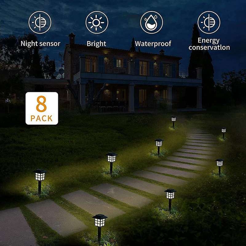 8pcs Solar Solar Light Powered Led Light Outdoor Rain-proof -white
