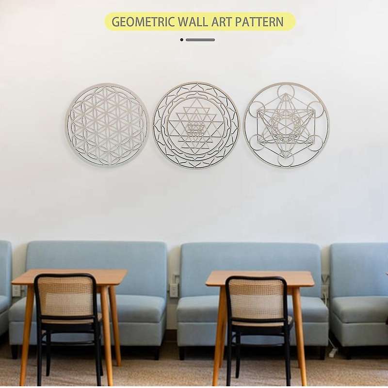 6pcs/set Sacred Geomtry Wall Art Set Wooden Wall Art, Sacred Geometry