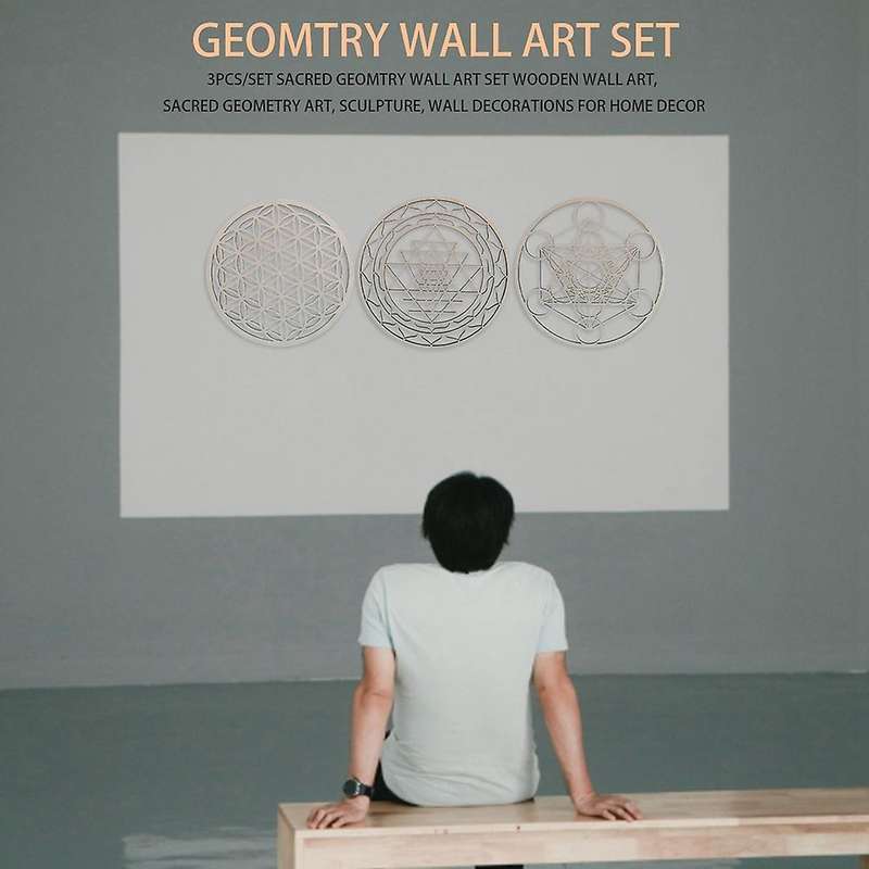 6pcs/set Sacred Geomtry Wall Art Set Wooden Wall Art, Sacred Geometry