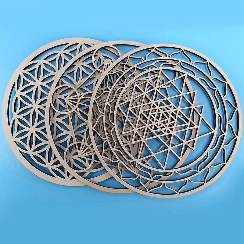 6pcs/set Sacred Geomtry Wall Art Set Wooden Wall Art, Sacred Geometry