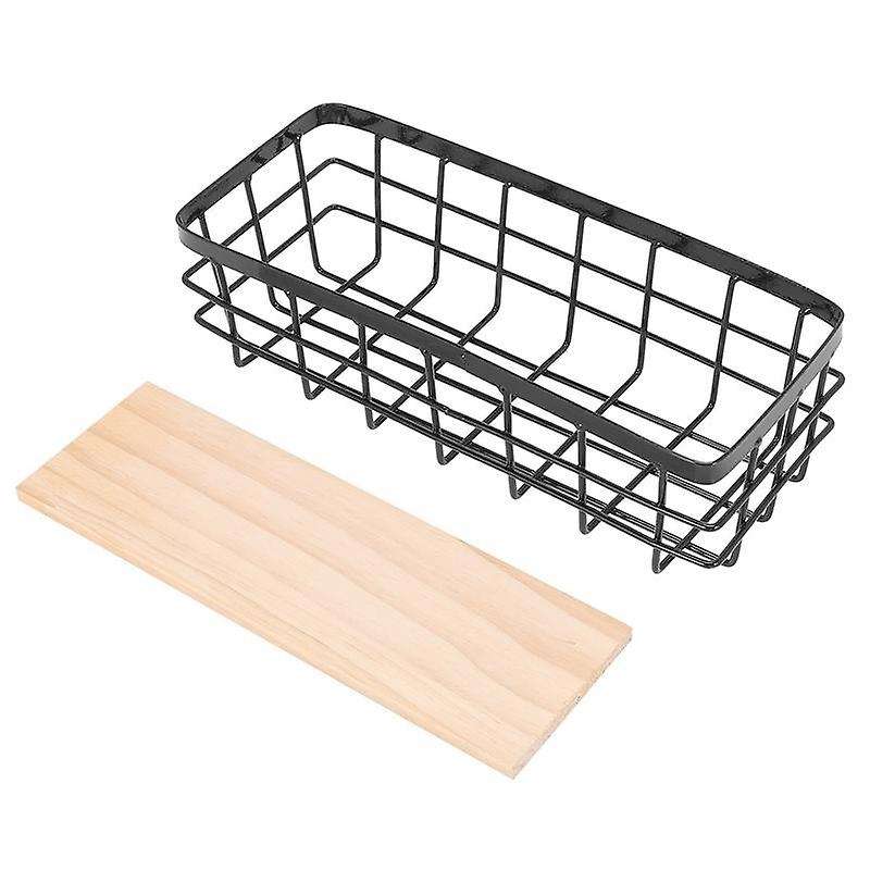 3x Iron Storage Holders Storage Shelf Wall Hanging Storage Box-black