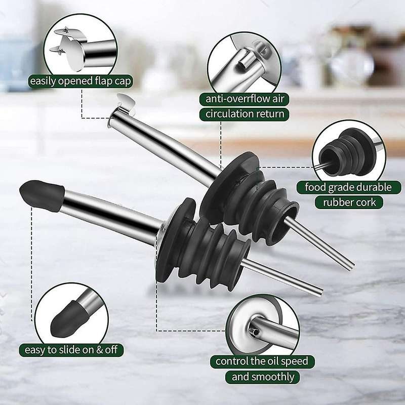 White Black Vinegar Bottles with Pouring Nozzles Kitchen Glass Set