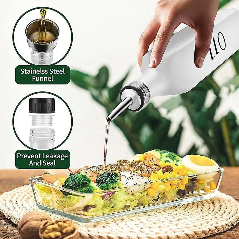 White Black Vinegar Bottles with Pouring Nozzles Kitchen Glass Set