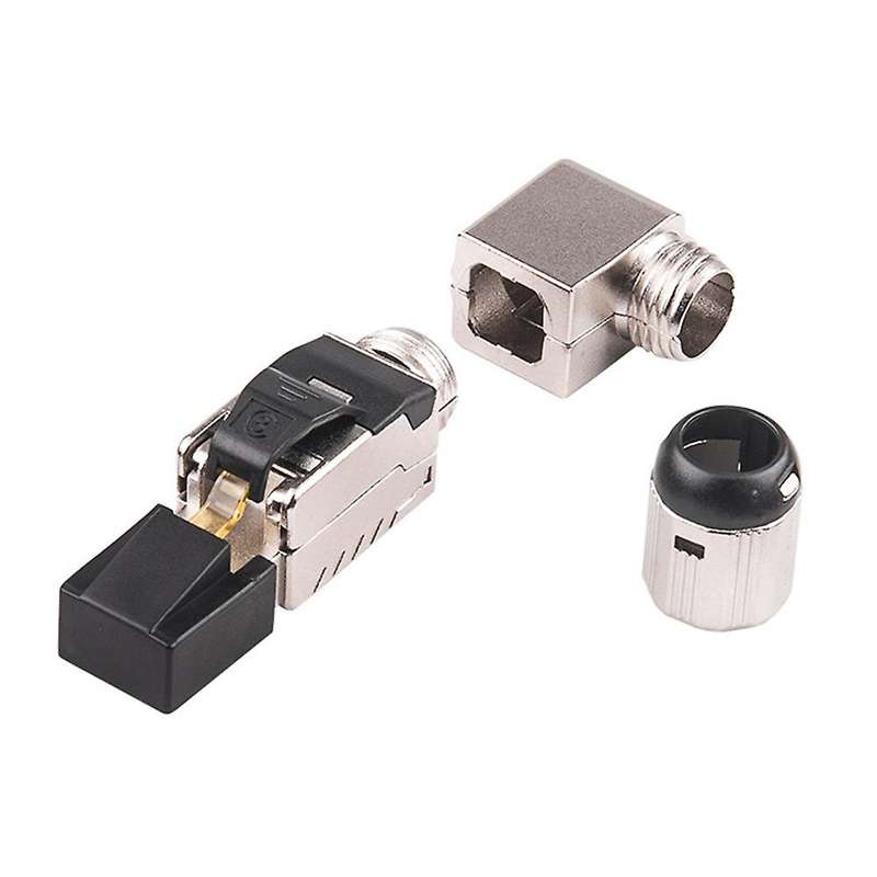6pcs Rj45 Full Shielded Zinc-alloy Field Plug 90 Degree Angled