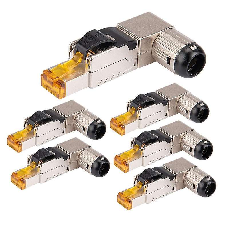 6pcs Rj45 Full Shielded Zinc-alloy Field Plug 90 Degree Angled