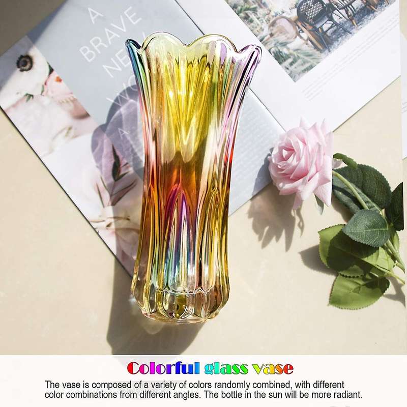 Glass Colorful Vase Decor for Home Table Living Room, Party,handmade