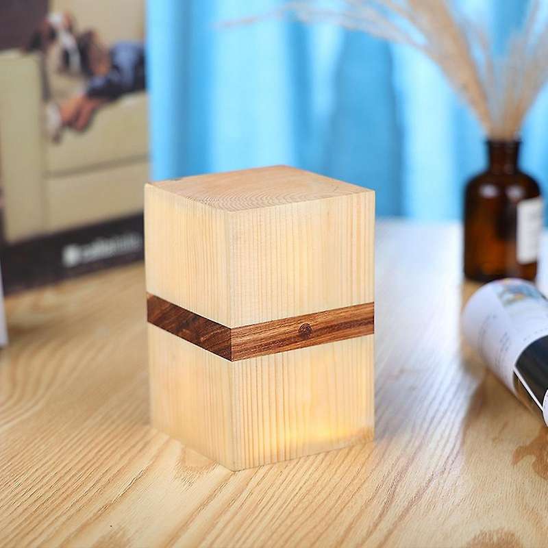 Night Light Warm Light Log Wood Light Adjustable Brightness Ambient