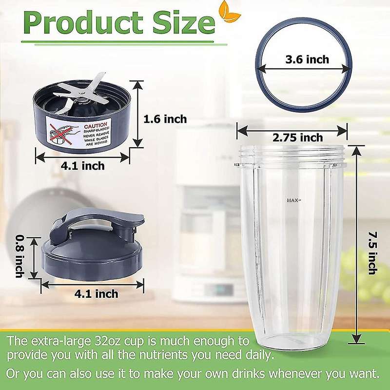 32oz Blender Cups for Nutribullet Blender 600w & 900w Models Nb-101b