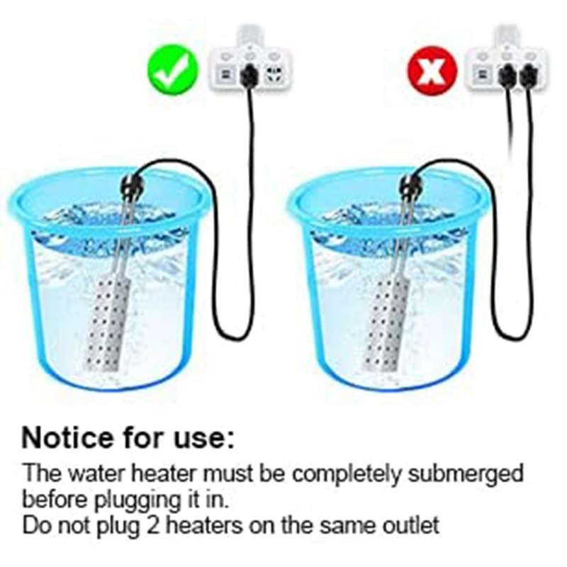 Immersion Water Heater 2500w with Timer for Home Winter Eu Plug