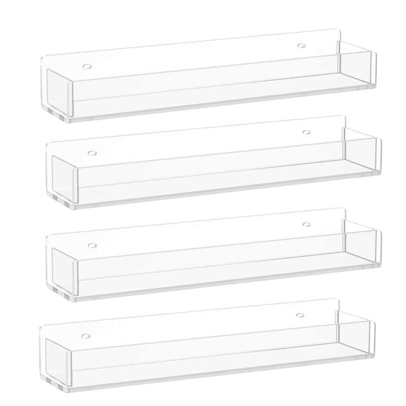 Clear Acrylic Spice Shelf for Wall Kitchen Pantry Cabinet Door 4 Pack